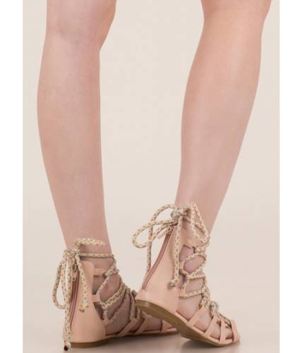 Incaltaminte femei cheapchic caught in a web lace-up sandals nude