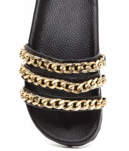 Incaltaminte femei cheapchic chain chain chain platform slide sandals black