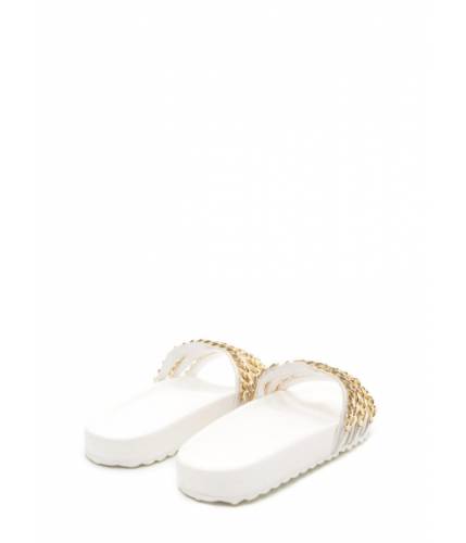 Incaltaminte femei cheapchic chain chain chain platform slide sandals white