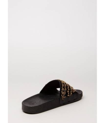 Incaltaminte femei cheapchic chain letter strappy slide sandals black