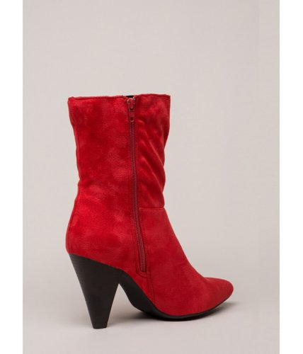Incaltaminte femei cheapchic chic for yourself cone heel booties red