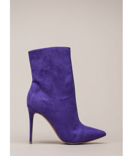 Incaltaminte femei cheapchic city chic pointy faux suede booties ultraviolet