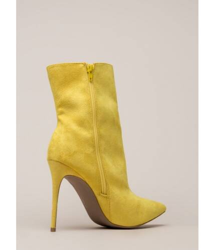 Incaltaminte femei cheapchic city chic pointy faux suede booties yellow