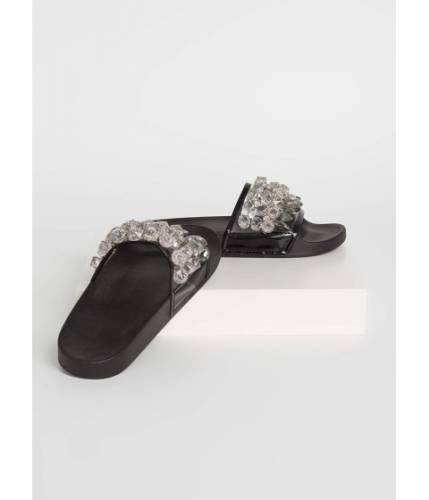 Incaltaminte femei cheapchic clear as crystal jeweled slide sandals black