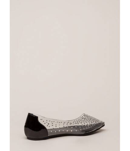 Incaltaminte femei cheapchic clearly sparkling pointy jeweled flats black