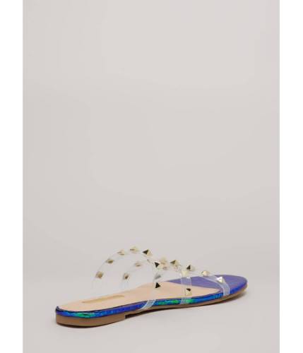 Incaltaminte femei cheapchic clearly spiked studded scaled sandals green