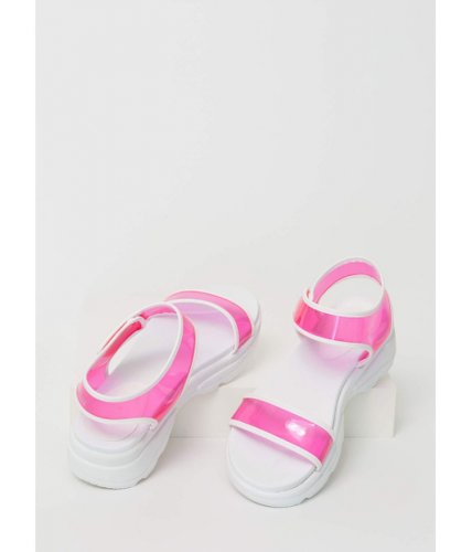 Incaltaminte femei cheapchic clearly sporty strappy platform sandals neonpink