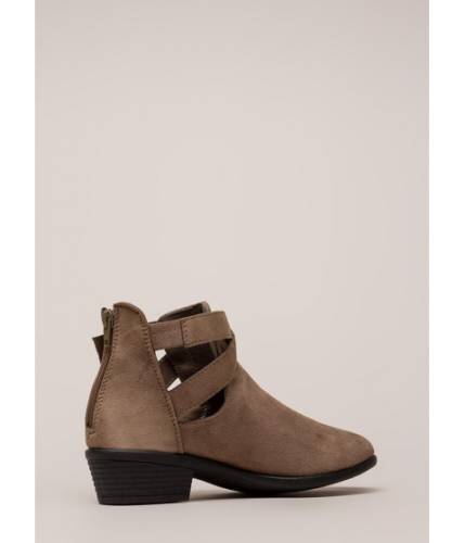 Incaltaminte femei cheapchic cool factor strappy cut-out booties taupe