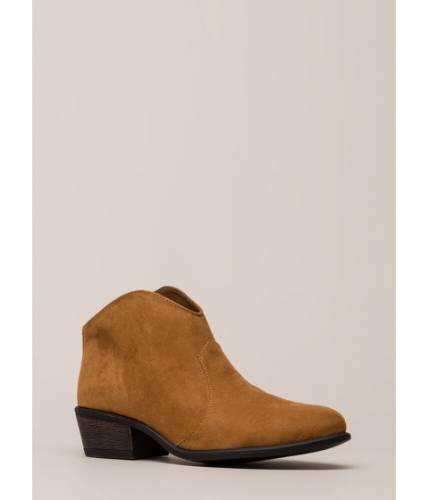 Incaltaminte femei cheapchic cowgirl roundup faux suede booties tan