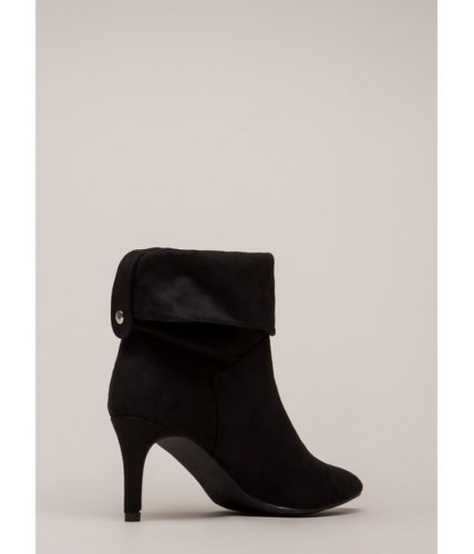 Incaltaminte femei cheapchic cuff it out pointy faux suede booties black