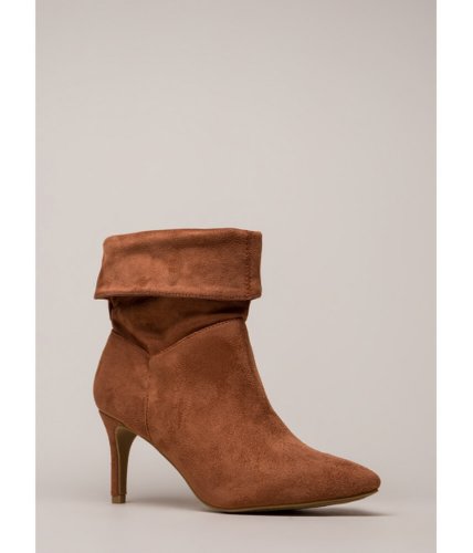 Incaltaminte femei cheapchic cuff it out pointy faux suede booties mocha