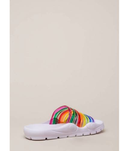 Incaltaminte femei cheapchic day off jelly strap slide sandals rainbow