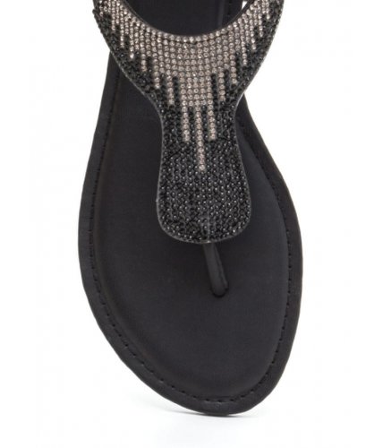 Incaltaminte femei cheapchic dazzling pick jeweled t-strap sandals black
