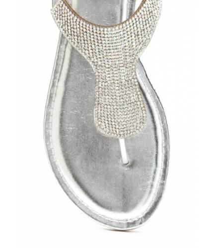 Incaltaminte femei cheapchic dazzling pick metallic t-strap sandals silver