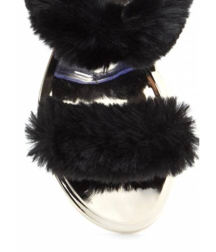 Incaltaminte femei cheapchic double up furry strap jelly sandals black