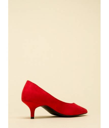 Incaltaminte femei cheapchic enchanted faux suede kitten heels red
