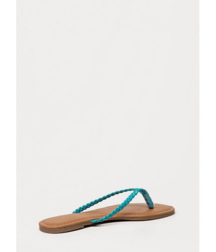 Incaltaminte femei cheapchic first braid faux leather thong sandals turquoise