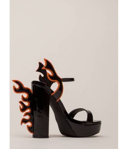 Incaltaminte femei cheapchic flaming hot chunky platform heels black