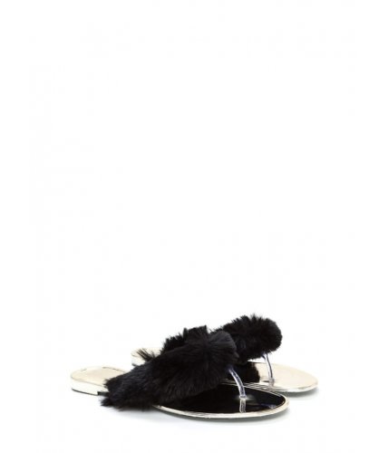 Incaltaminte femei cheapchic fur-ever and ever jelly thong sandals black