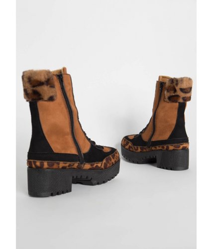 Incaltaminte femei cheapchic fur the better cuffed leopard boots leopard