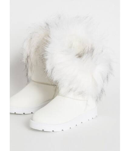 Incaltaminte femei cheapchic furry up shaggy trim faux nubuck boots white