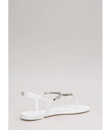 Incaltaminte femei cheapchic go glam jeweled jelly t-strap sandals white