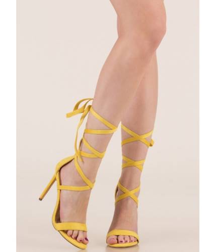 Incaltaminte femei cheapchic high street lace-up gladiator heels yellow
