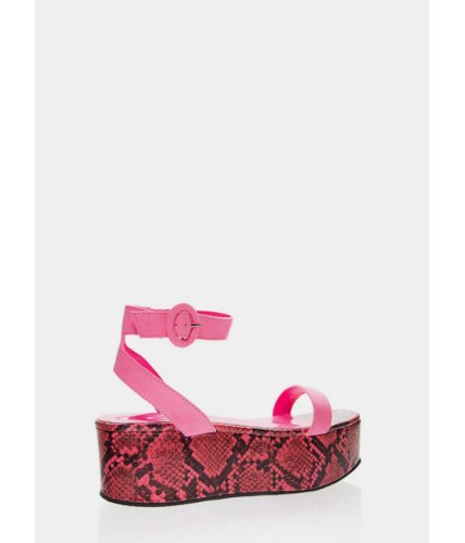 Incaltaminte femei cheapchic high time snake print platform sandals pink