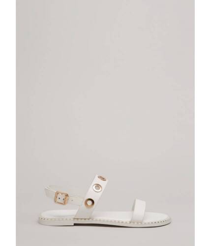 Incaltaminte femei cheapchic hole punch studded grommet sandals white