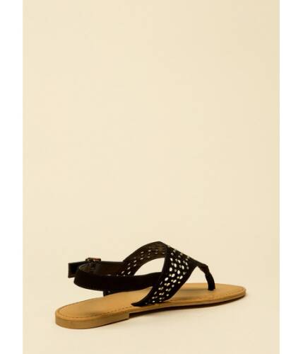 Incaltaminte femei cheapchic holey grail studded cut-out sandals black