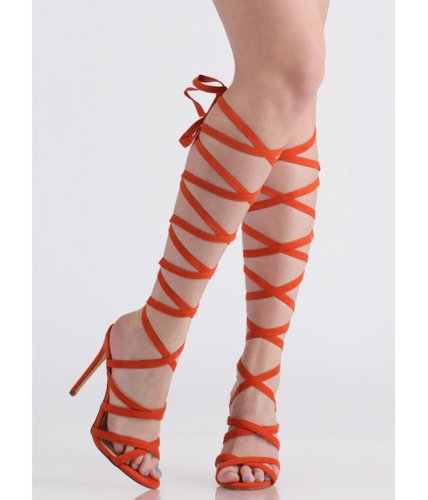 Incaltaminte femei cheapchic i\'m a wrap superstar lace-up heels orange