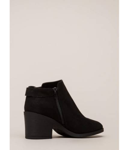 Incaltaminte femei cheapchic in detail strapped block heel booties black
