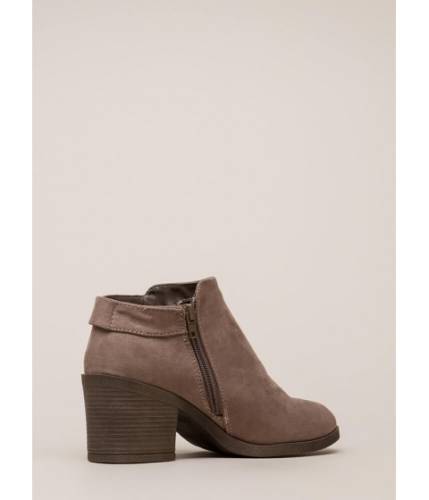 Incaltaminte femei cheapchic in detail strapped block heel booties taupe