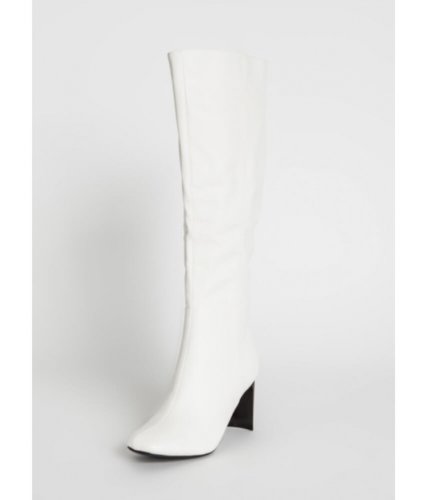 Incaltaminte femei cheapchic just right faux leather knee-high boots white