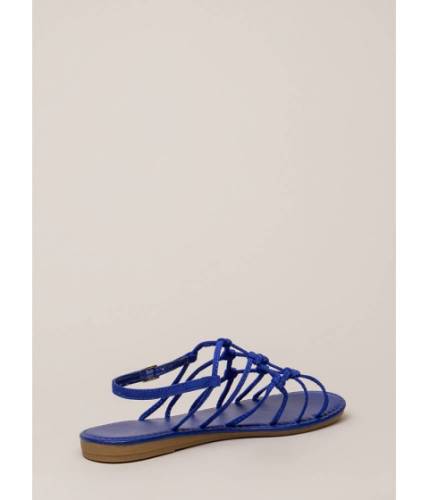 Incaltaminte femei cheapchic knot unexpected strappy caged sandals electricblue