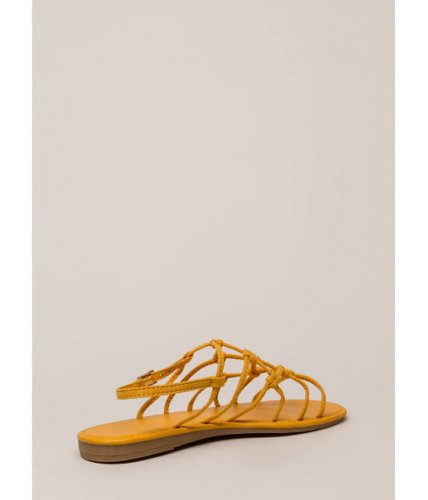 Incaltaminte femei cheapchic knot unexpected strappy caged sandals marigold