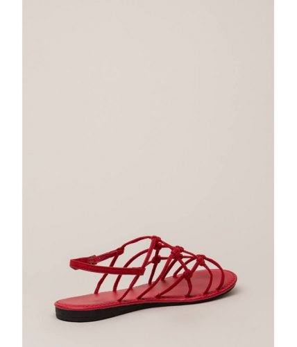Incaltaminte femei cheapchic knot unexpected strappy caged sandals red