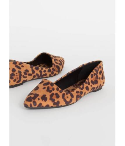 Incaltaminte femei cheapchic leaping leopards almond-toe flats leopard