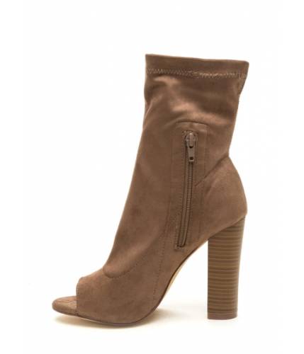 Incaltaminte femei cheapchic let it be chunky peep-toe booties taupe