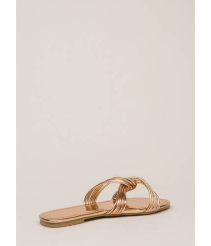 Incaltaminte femei cheapchic loop dreams strappy metallic sandals rosegold