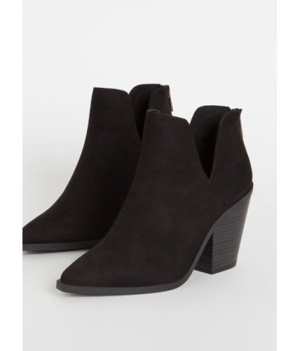 Incaltaminte femei cheapchic notch out chunky faux suede booties black