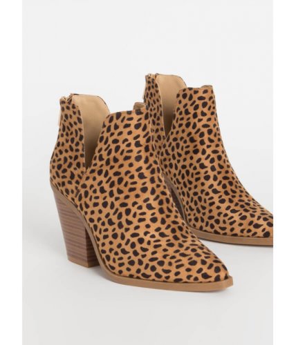 Incaltaminte femei cheapchic notch out chunky faux suede booties cheetah