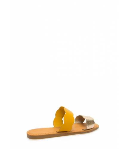 Incaltaminte femei cheapchic oceanside scalloped slide sandals goldmarigold