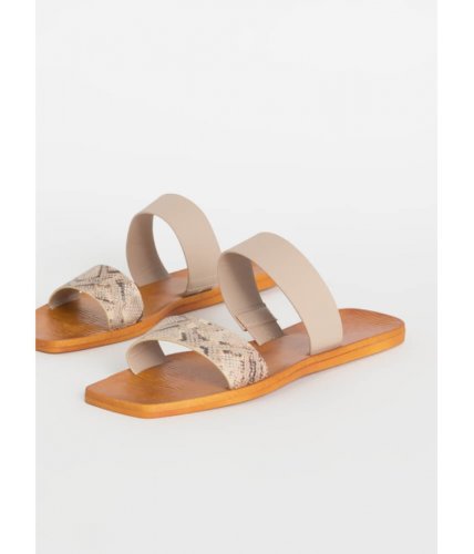 Incaltaminte femei cheapchic on holiday snake strap slide sandals nude
