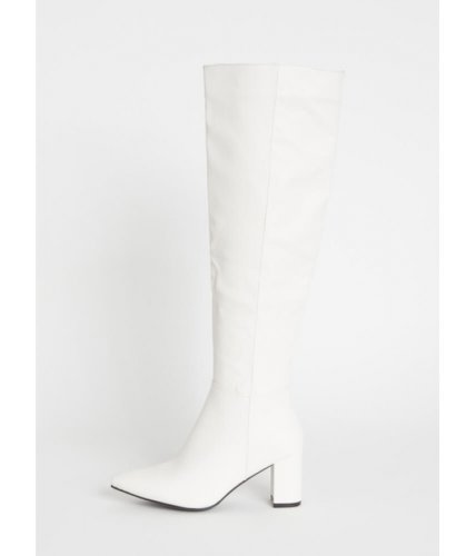 Incaltaminte femei cheapchic perfection chunky over-the-knee boots white