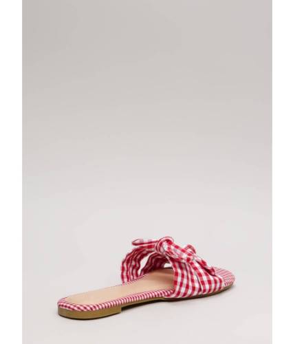 Incaltaminte femei cheapchic picnic ready knotted gingham sandals red