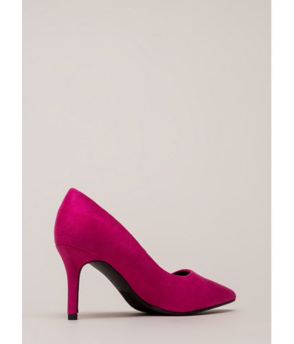 Incaltaminte femei cheapchic point of view faux suede pumps hotpink