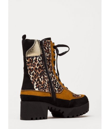 Incaltaminte femei cheapchic powerful platform combat boots leopard