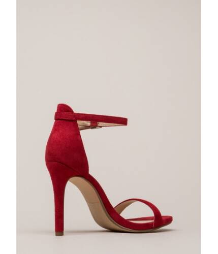 Incaltaminte femei cheapchic say yes faux suede ankle strap heels brightred