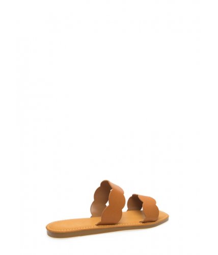 Incaltaminte femei cheapchic seaside scalloped slide sandals tan